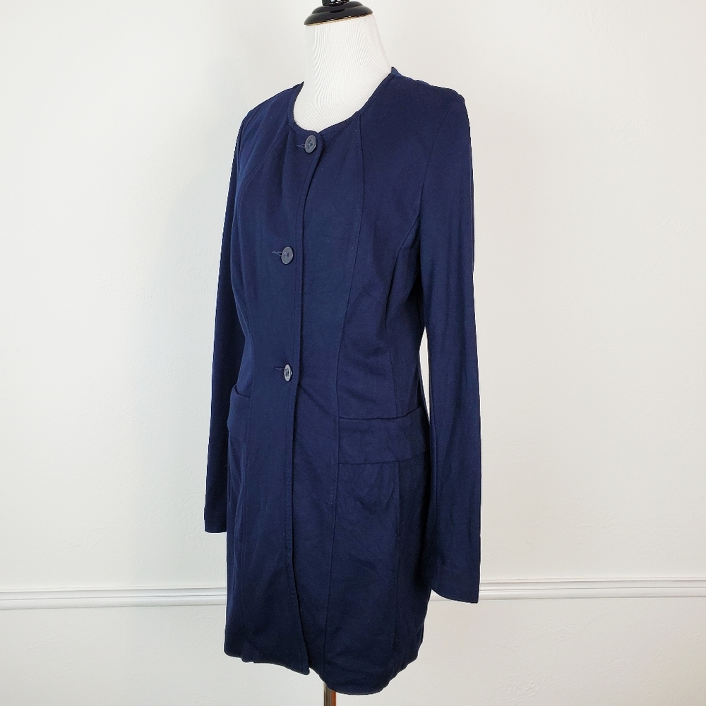 CAbi Lido Jacket Coat Blazer Ponte Knit Long Navy Blue Career Office Academia - Picture 6 of 16